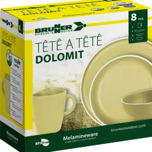 Brunner Dolomit Tête‑à‑Tête Yellow – 8‑dijelni servis za dvoje sa protukliznom bazom